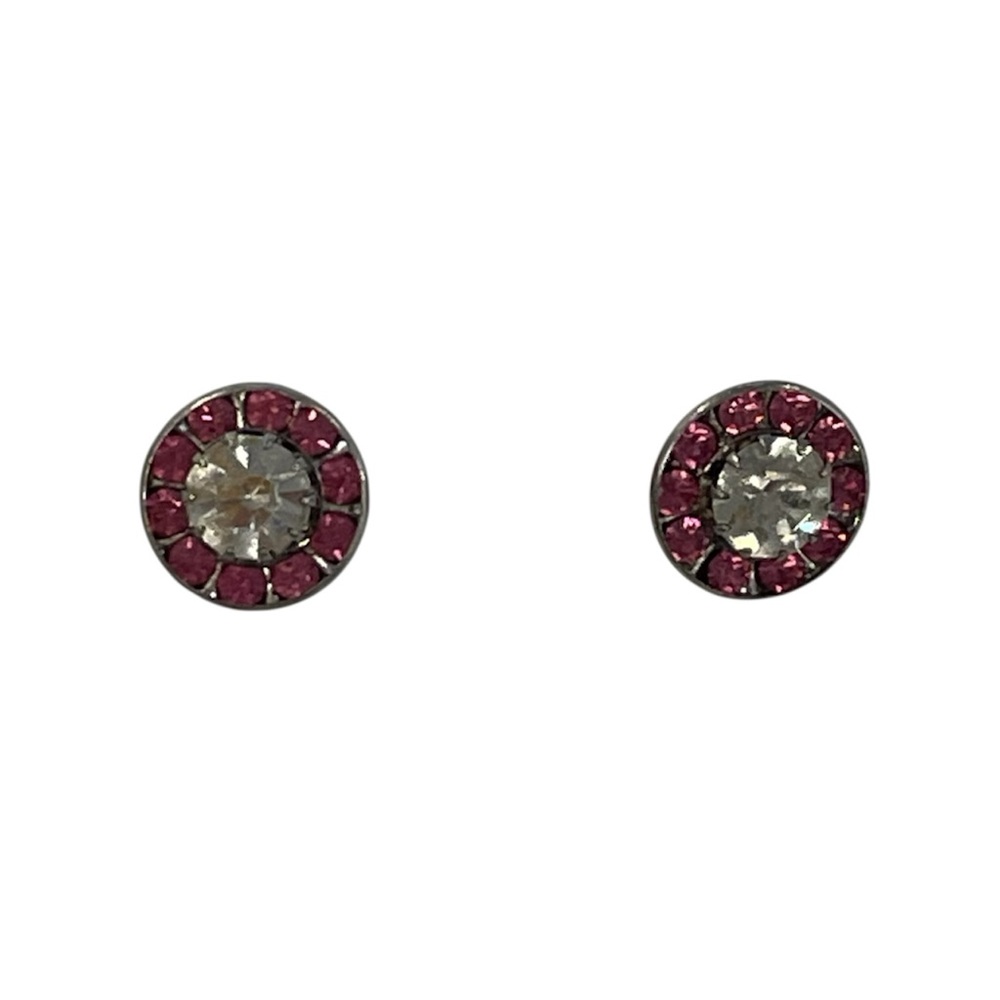 Aragon Pink and Crystal Rhinestone Circular Stud Earrings